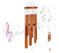 Carillón de viento de bambú, 6 tubos de madera, 78 cm, carillones de viento de madera colgantes para interiores, regalos conmemorativos, campanas de viento vintage para exteriores, jardín, terraza y