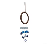 Carillón de viento de cristal de mar de fútbol de 36 cm, resistente a la intemperie, adorno colgante para decoración del hogar al aire libre (azul mar)