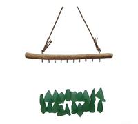 Carillón de viento de cristal de mar hecho a mano de doble capa, adorno colgante minimalista para el hogar, jardín, patio, playa, decoración de boda, 23 x 30 cm (verde)