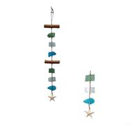 Carillón de viento de estilo bohemio que combina conchas marinas de cristal de mar y estrella de mar de resina para jardín, porche o decoración de dormitorio (A)