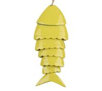 Carillón de viento de pez koi hecho a mano para jardín, patio, decoración al aire libre, colorido carillón colgante de acero al carbono con melodía, 30 x 9,5 cm (verde hierba)