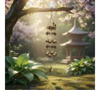 Carillón de viento de resina para exteriores con pájaro para diseño de nido, decoración de jardín colgante de estilo europeo que crea sonidos relajantes para el hogar (1638)