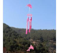 Carillón de viento de tubo de metal creativo para decoración colgante del hogar y el jardín con diseño para uso en interiores y exteriores, produce un sonido agradable con viento (rosa)