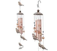 Carillón de viento para colgar al aire libre, carillón de viento de metal, pájaros, decoración de jardín, pájaros, carillón de viento, campana de bruja para patio, balcón, terraza y decoración del