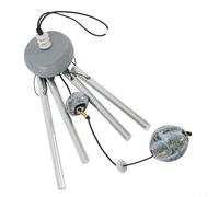 Carillón de viento para uso en exteriores con 4 tubos de aluminio y estructura de soporte de madera diseñada para una interacción suave del viento (gris)