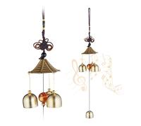 Relaxdays Set de 2 carillones de viento oro,rojo,negro