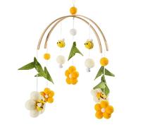 Carillones de viento móviles para bebé con bolas de fieltro, flores frescas y abejas, campana colgante para habitación infantil, para cuna de bebé, mesa cambiadora decorativa (amarillo)