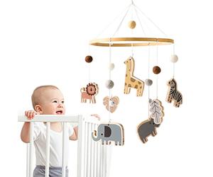 Carillones de viento móviles para bebé con safari colorido, mesa cambiadora para decoración de habitación infantil, colgante campana de cama para cuna recién nacido, regalo para bebés, niños, niñas