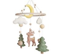 Carillones de viento para bebé, ciervo, temática de bosque de bebé, móvil de fieltro, campana de cama colgante, regalo para bebés, niñas y niños
