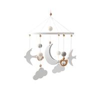 Carillones de viento para bebé, de madera, lindo, ardilla, pájaro, animales, para colgar con bolas de fieltro, para habitación de los niños, para bebés, niñas o niños (pájaro)