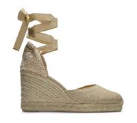 Castañer · Alpargata CARINA/8/032 en lino metalizado con cierre de cintas y cuña de 9cm - Mujer color: oro talla: 40