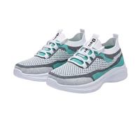 Carina L - Zapatillas deportivas para mujer de malla transpirable para primavera y verano, suela suave, informal, deportiva, ligera, ancha, H, talla 40, azul celeste, 37 EU
