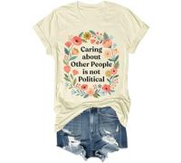 Caring About Other People is Not Political - Camisa retro floral de flores silvestres, camisa unisex, Amarillo cremoso, M