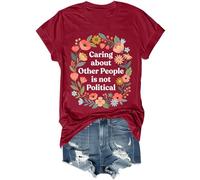 Caring About Other People is Not Political - Camisa retro floral de flores silvestres, camisa unisex, Burdeos, L