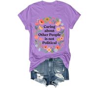 Caring About Other People is Not Political - Camisa retro floral de flores silvestres, camisa unisex, Morado (, M