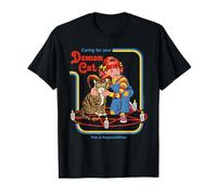 Caring For Your Demon Cat Retro Vintage Funny Adult Humor Camiseta