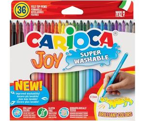 Carioca 40237/B Caja de rotuladores con tinta lavable, punta fina sintética, 36 unidades, multicolor, 36 rotuladores
