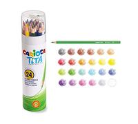 Lapices de colores carioca tita mina 3 mm tubo metal 24 colores surtidos + sacapuntas