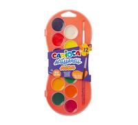 CARIOCA Acuarelas Neón|Estuche con Colores Neón|Fácil de Mezclar y Resistente a la Luz |Estuche de 12