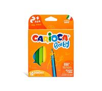 CARIOCA Baby - Lápices de Colores Triangulares Seguros +1 Año | Seguro para +1 Año, Formato Grueso, Mina Extra Blanda, Primeros Trazos, Bebés