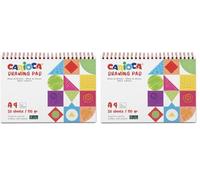 Carioca Bloc de Papel de Dibujo A4 | Ideal para su uso con lápices y rotuladores | Hojas con bordes pre-cortados para facilitar el arrancado |50 hojas de 110grs (Paquete de 2)