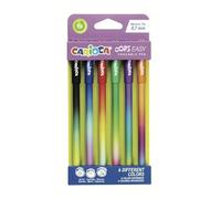 Carioca Bolígrafos borrables Oops Easy Colores Surtidos | Caja de 6 Bolígrafos Borrables con Tinta Termosensible | Aspecto colores degradados | Punta de Ø 0,7 mm | 6 piezas