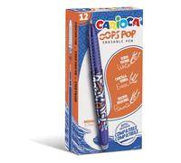 Carioca Bolígrafos borrables Oops Pop Azul | Caja de 12 bolígrafos borrables recargables azul con tinta termosensible |12 piezas