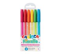 CARIOCA - Bolígrafos De Tinta Gel, Fiorella Surtidos, Caja 6 | Estuche Escolar de 6 Bolígrafos Surtidos, Punta de 0.1 mm para Apuntes Limpios, Tinta de Gel Súper Fluida y Constante