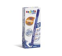 CARIOCA - Bolis Oops Azules Borrables Escolares, 12 Uds | Set De 12 Bolis Azules Borrables con Doble Goma, Tinta de Gel Térmica con Escritura Fluida, Agarre Ergonómico para el Cole
