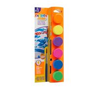 CARIOCA Botes de Témpera Neón | 6 colores x 25 ml |Incluye Pincel | Gran Poder Cubriente