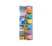 CARIOCA Botes de Témpera Pastel | 6 colores x 25 ml |Incluye Pincel | Gran Poder Cubriente