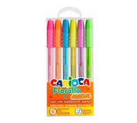 CARIOCA - Caja 6 Bolígrafos Gel Fluorescentes, Fiorella Neón