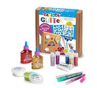 CARIOCA Caja de juego Glitter | Contiene plantillas, rotuladores, pegamento glitter y purpurina | 39 piezas