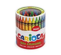 CARIOCA - Ceras de Colores Maxi Lavables, Formato Redondo, Bote de 50 Uds | Crayones Gruesos de Alta Opacidad, Envoltorio Protector de Papel, Ideales para Manualidades Escolares en Preescolar