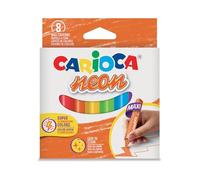 CARIOCA Ceras Neón | Caja de 8 ceras | Cuerpo maxi triangular | Colores cubrientes y fáciles de limpiar | 8 uds