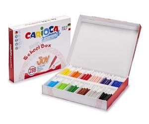 CARIOCA Joy School Box - Caja 288 Rotuladores Punta Fina 2,8 mm | Caja Gigante Escolar con 288 Rotuladores Joy Punta Fina (2,8 mm), Tinta Superlavable y Punta Bloqueada Antihundimiento