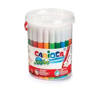 Carioca Rotuladores Jumbo – Bote con Asa, Punta Maxi, Super Lavables, 50 Rotuladores Multicolor
