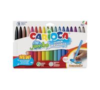 CARIOCA Jumbo - Caja 18 Rotuladores Punta Maxi 6 mm, Superlavables | Caja con 18 Rotuladores de Punta Maxi 6 mm Bloqueada, Cuerpo Ergonómico y Tinta Superlavable, desde 2 Años