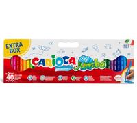 CARIOCA Jumbo - Caja Grande 40 Rotuladores Punta Maxi, Superlavables | Presentación Medio Metro con 40 Rotuladores de Punta Maxi 6 mm, Cuerpo Octogonal y Tinta Superlavable
