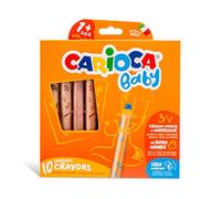 CARIOCA Baby Crayons 3in1 | Super Lápices de Colores 3 en 1, Lápices de Colores, Acuarelas y Ceras, Todo en 1. Colores Surtidos, 10 Uds.