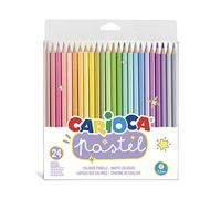 CARIOCA Lápices Pastel | Set Lápices de Colores PASTEL hexagonales, Lápices de Madera con Mina Resistente, para NIños y Adultos, Colores Surtidos 24 Uds