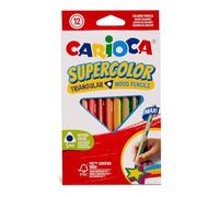 Carioca Lápices de Colores SUPERCOLOR | Caja de 12 Lápices de Madera | Cuerpo Triangular Maxi| Colores Intensos y Gran Opacidad | Punta de Ø 5 mm | 12 piezas