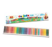 Carioca Lápices de colores TITA – Caja Maxi 80, diseño arcoíris, cuerpo hexagonal y brillantes