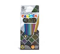 Carioca Lápices Metálicos, 12 Lápices de Colores Opacos con Acabado Metálico, Forma Hexagonal, Lápices de Colores para Niños y Adultos, para Dibujar y Colorear, Fácil de Sacar Punta, Colores Variados