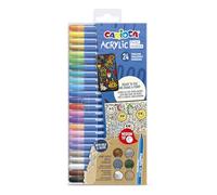 CARIOCA Marcadores acrílicos de punta media, juego de 24 colores, rotuladores acrílicos multisuperficie para decoración, arte y aficiones creativas