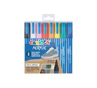 CARIOCA Marcadores acrílicos de punta redonda, juego de 8 colores, rotuladores acrílicos Bullet Tip para lettering, decoración y personalización de objetos