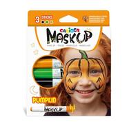 CARIOCA Mask Up Calabaza, Kit de Pintura Facial para Niñas, Barras de Maquillaje Ideal para Navidad, Halloween, Carnaval y Fiestas - 3 Colores y 2 Tutoriales - Dermatológicamente Testado