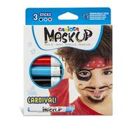 CARIOCA Mask Up Carnaval, Kit de Pintura Facial para Niños y Niñas, Barras de Maquillaje Ideal para Navidad, Halloween, Carnaval y Fiestas - 3 Colores y 2 Tutoriales - Dermatológicamente Testado