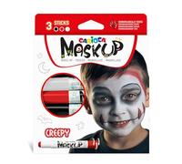CARIOCA Mask Up Creepy, Kit de Pintura Facial para Niñas, Barras de Maquillaje Ideal para Navidad, Halloween, Carnaval y Fiestas - 3 Colores y 2 Tutoriales - Dermatológicamente Testado