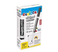 Carioca Maxi - Caja de 10 rotuladores borrables para pizarra blanca, color negro